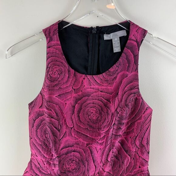 Aqua Brocade‎ Magenta Rose Print Skater Dress EUC Sz XS - Picture 3 of 11